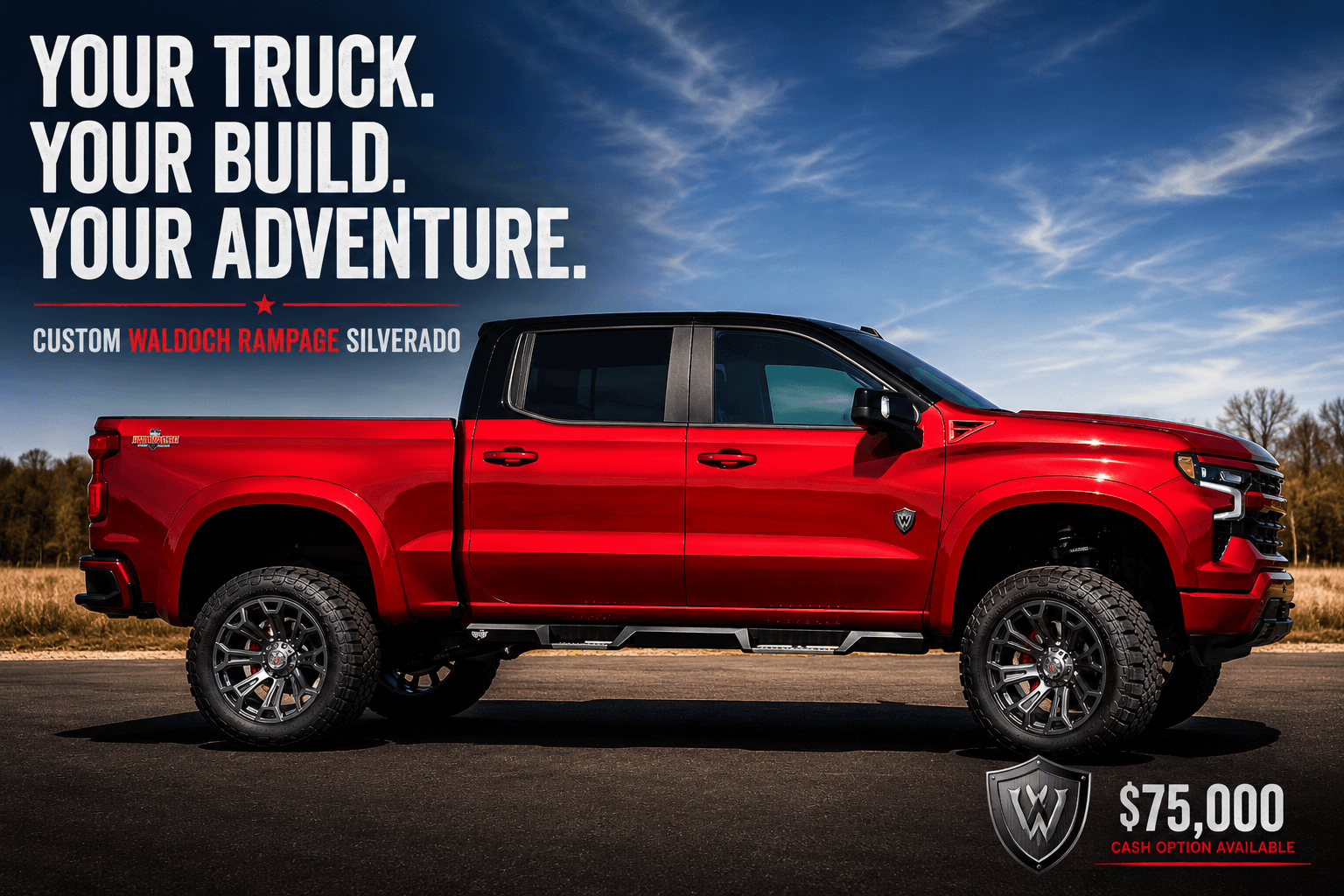 Custom Waldoch Rampage Silverado side profile graphic